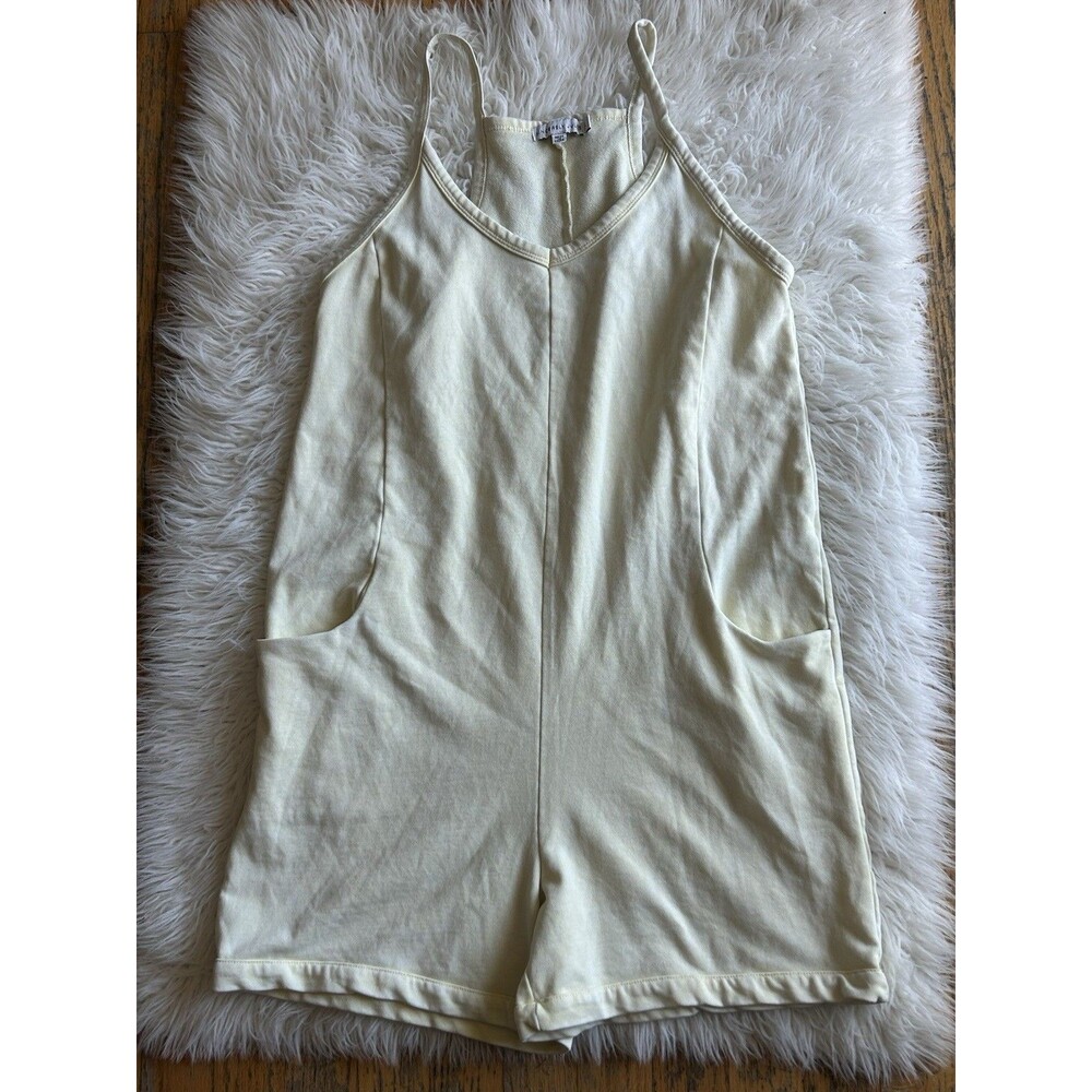 Sincerely Jules Women’s Size Small Butter Yellow Romper Comfy Cozy With Pockets